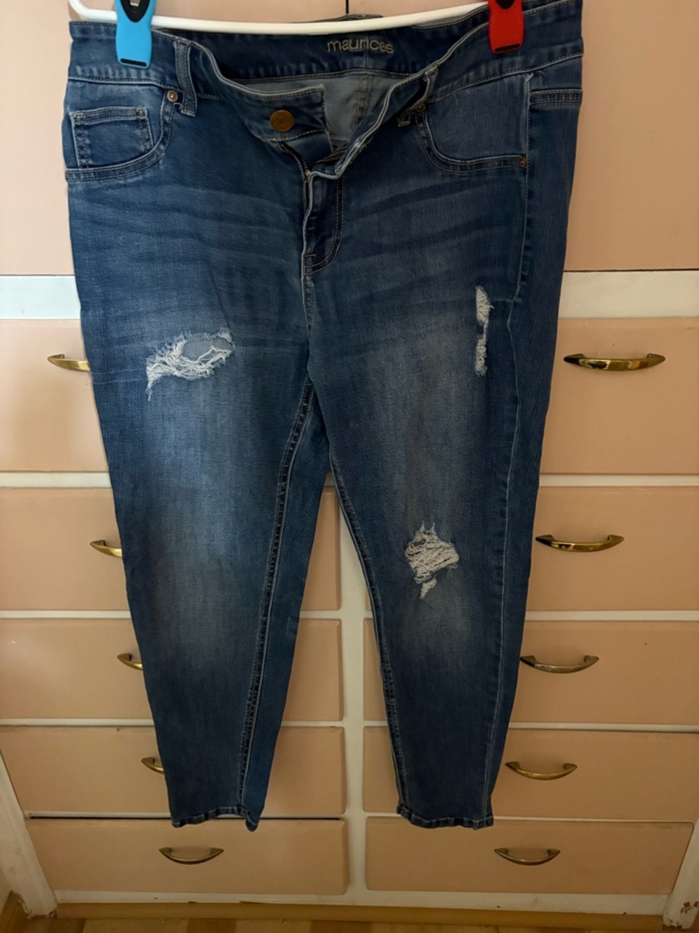 Maurices Blue Ripped High-Rise Skinny Jeans